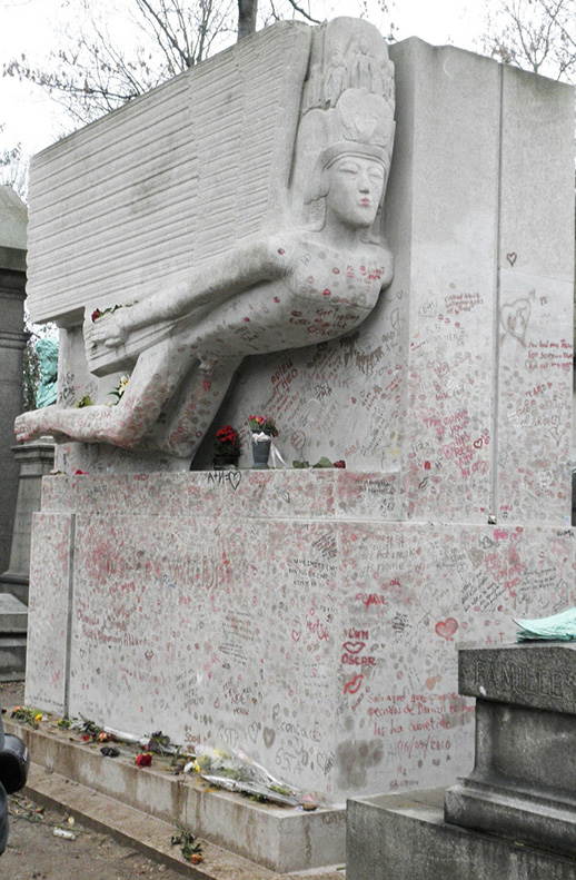 Oscar Wilde's tomb, with defacements